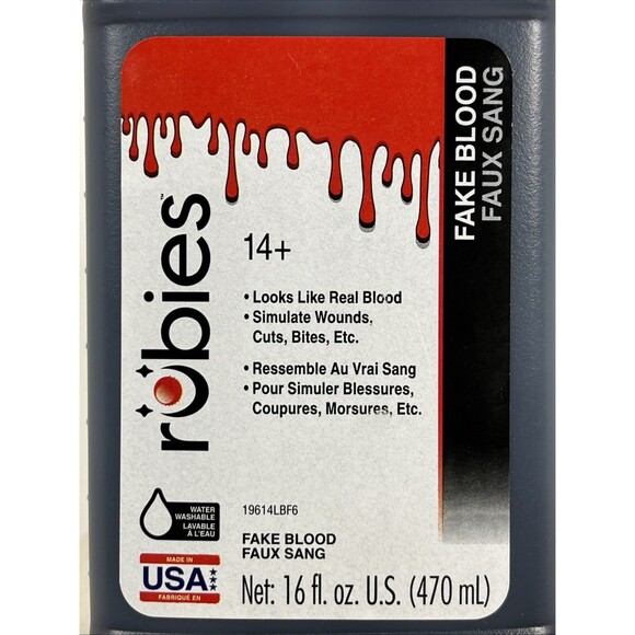 Fake Blood Pint Haunts Gore Props Gags Made in USA Rubies - Picture 3 of 7